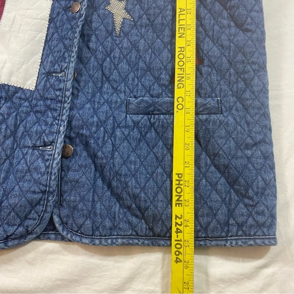 HAIKS Vintage Quilted Vest Women’s Large Denim Patriotic button down collar Top - Picture 4 of 10